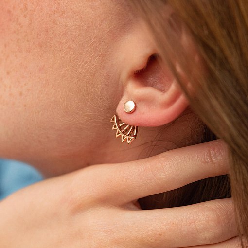 Серьги - джекеты "Фрида" в красном золоте с07954 6