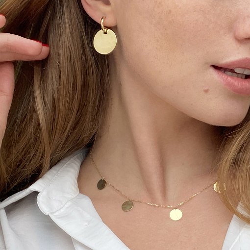 Серьги Большие монетки в желтом золоте с06509 5