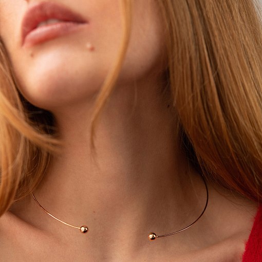 Колье - чокер "Miley" (красное золото) с шариками кол02540 5