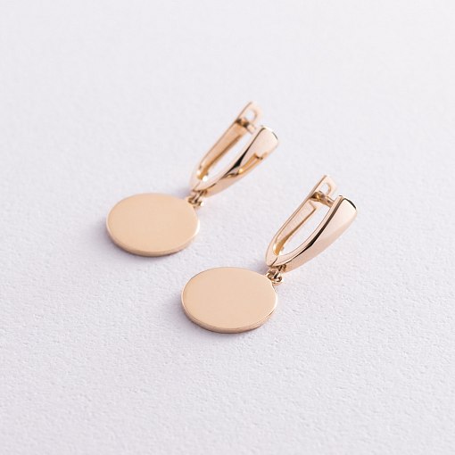 Серьги "Монетки" в желтом золоте с07624 4