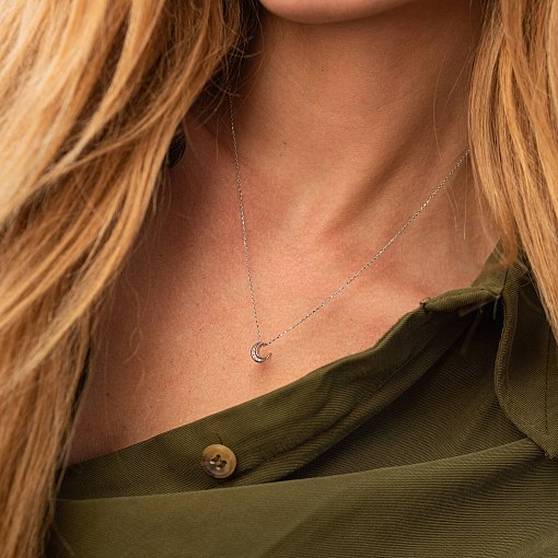 Колье "Луна" с фианитами (белое золото) кол02316 4