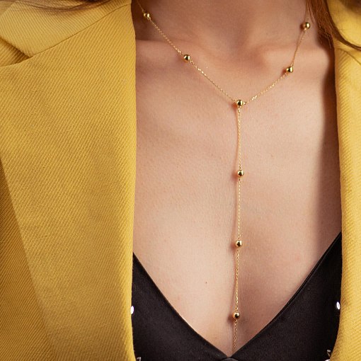 Колье "Шарики" в желтом золоте кол02064 2