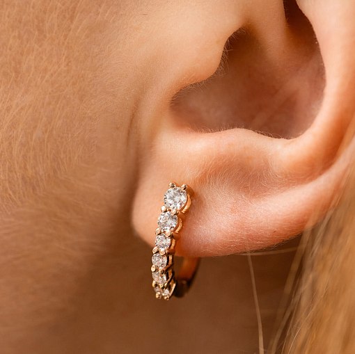 Серьги "Erika" с фианитами (красное золото) с09063 4