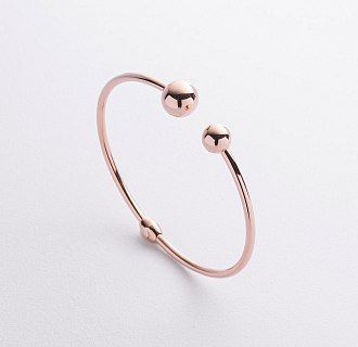 Жесткий браслет "Шарики" в красном золоте б05500