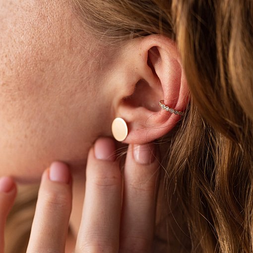 Золотые серьги - пусеты "Кружочки" с08037 5