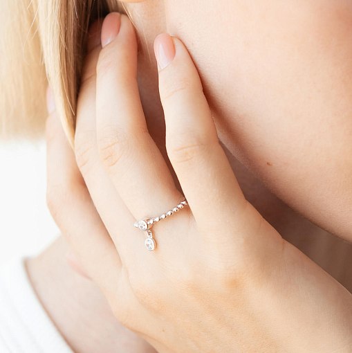 Кольцо в белом золоте с фианитами к07056 5