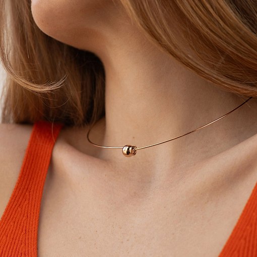 Колье - чокер "Adele" (красное золото) с шариком кол02543 7