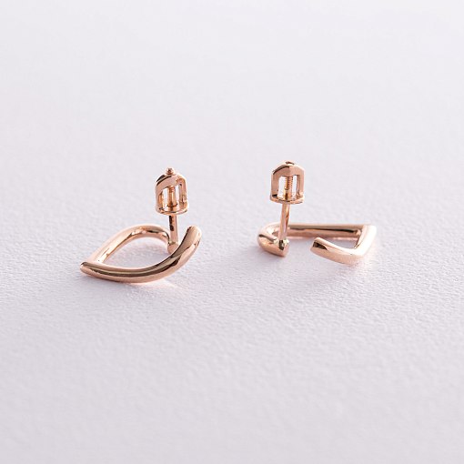 Серьги - пусеты "Сердечки" в красном золоте с08090 6