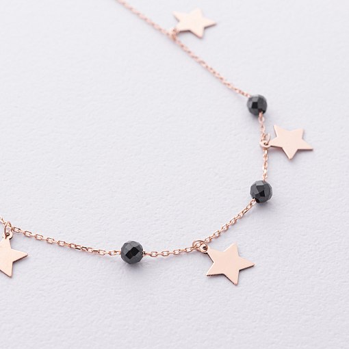 Золотой браслет "Звездочки" на ногу (фианиты) б04389 2