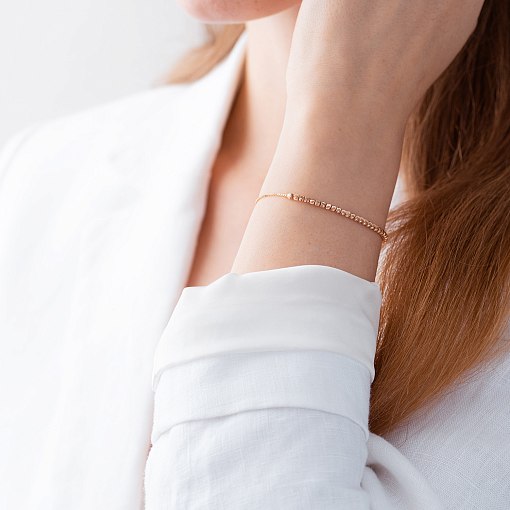 Кульковий браслет з червоного золота б04786 2