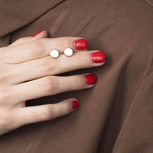 Серьги - пусеты в желтом золоте Круг (плоские) с05559 6