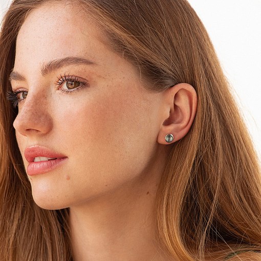 Сережки - пусети в золоті з блакитним топазом с06296 2