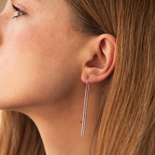 Серьги - протяжки в белом золоте с08016 4