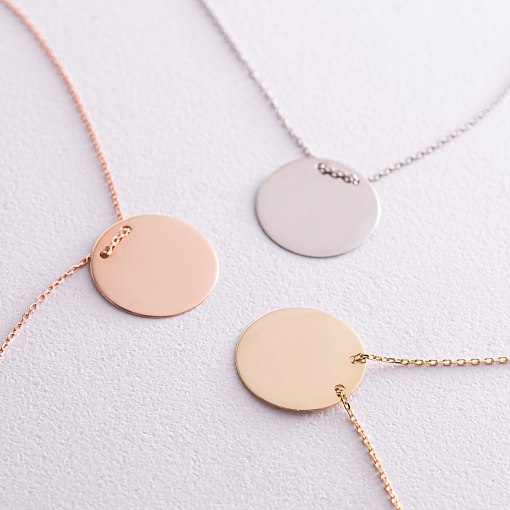 Колье "Монетка" в белом золоте (возможна гравировка) кол02277 3