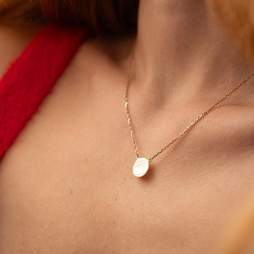 Колье "Монетка" в желтом золоте (возможна гравировка) кол02041 3