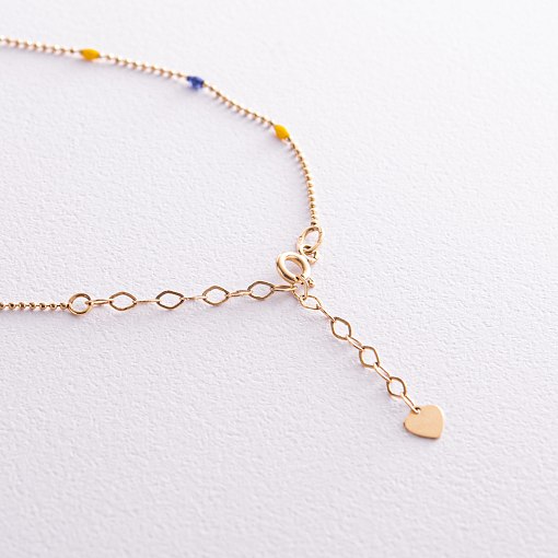 Кольє в жовтому золоті (синя та жовта емаль) кол02537 4