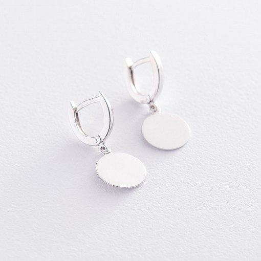 Серьги с монетками в белом золоте с06754