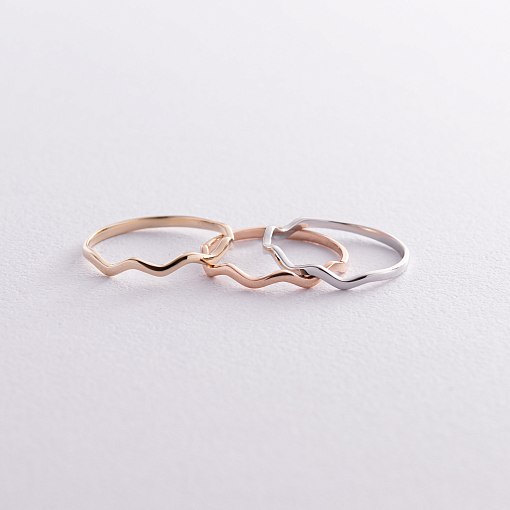 Кольцо "Волна" в красном золоте к06740 12