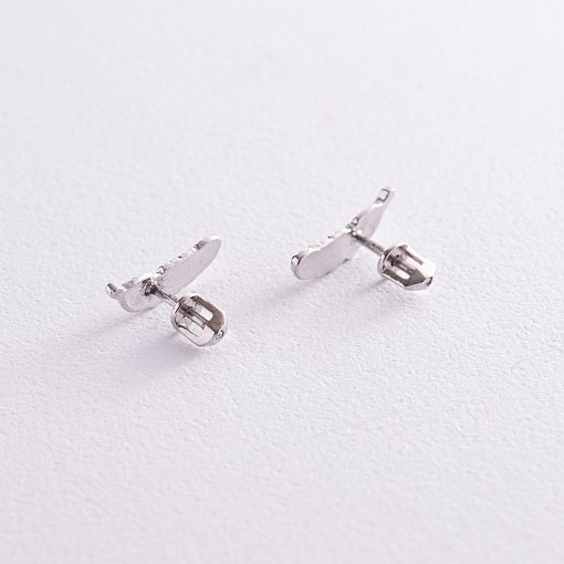 Серьги - пусеты "Перышки" в белом золоте с08017 5