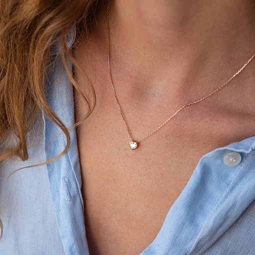 Колье "Сердечко" с фианитом (красное золото) кол02297 2