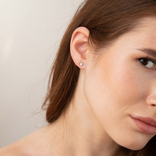 Моносерьга с фианитом (белое золото) с09143 2