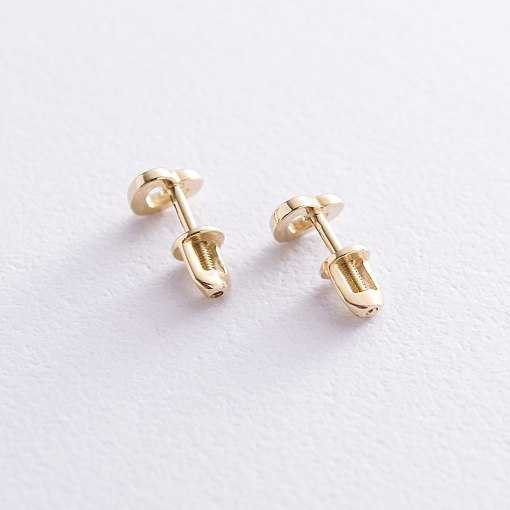 Серьги-пусеты "Сердечки" в желтом золоте с06947 2