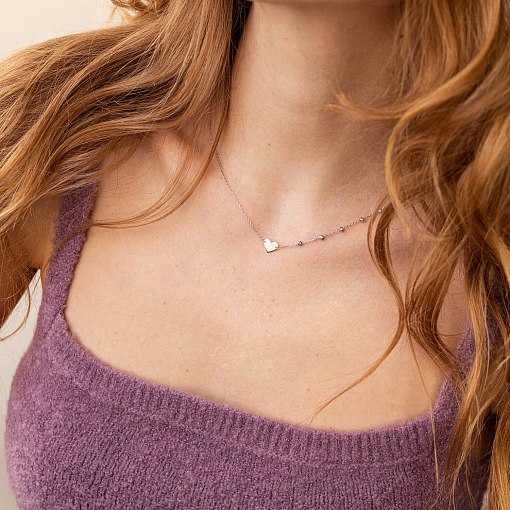 Колье "Сердечко" в белом золоте кол02352 4