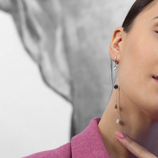 Серьги "Монетки" в белом золоте с07171 2