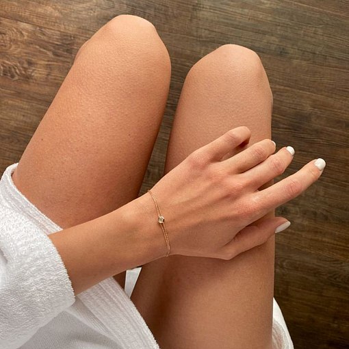 Двойной золотой браслет с фианитом б04140 3