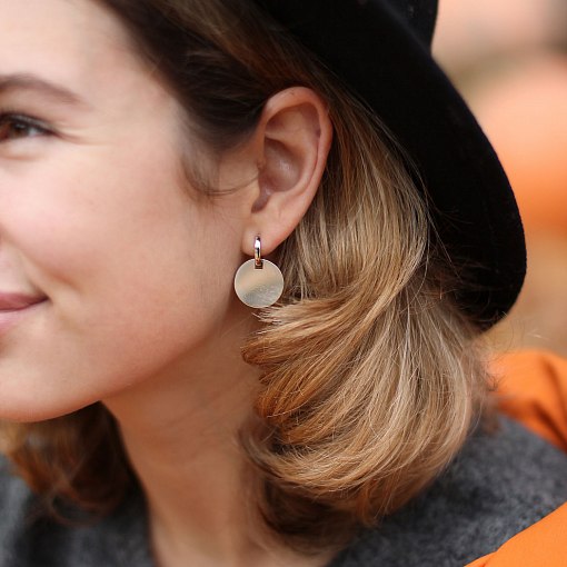 Серьги Большие монетки в белом золоте с06508 4