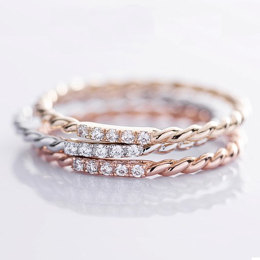 Кольцо "Мелоди" с фианитами (белое золото) к07548 3