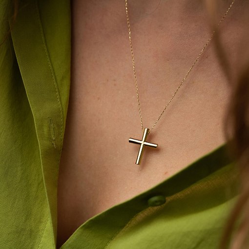 Колье с крестиком в желтом золоте кол02355 3