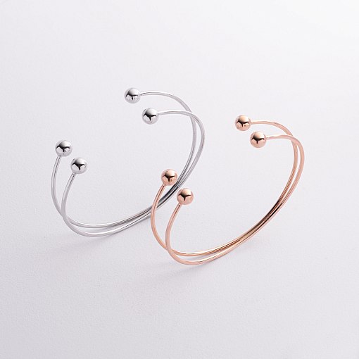 Жесткий браслет "Шарики" (белое золото) б05580 9