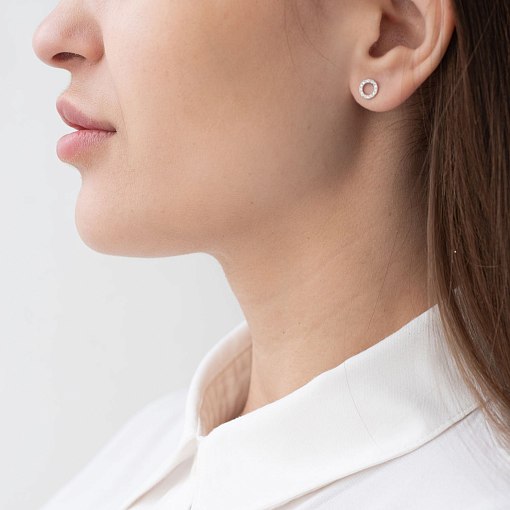 Золотые серьги - пусеты с бриллиантами сб0333di 6