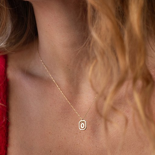 Колье с буквой "О" в желтом золоте кол02463о 4