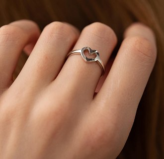 Кольцо "Сердечко" в белом золоте к07394 №11