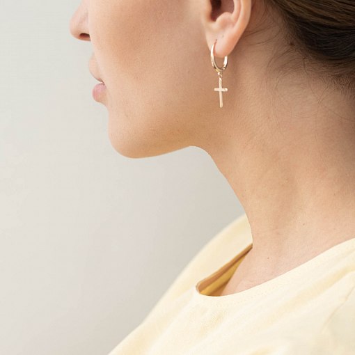Золотые серьги "Крестики" с07005 4