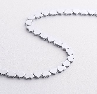 Браслет "Сердечки" в белом золоте б05784 №5