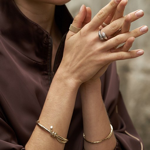 Кольцо "Рейчел" с шариками (желтое золото) к07333 25