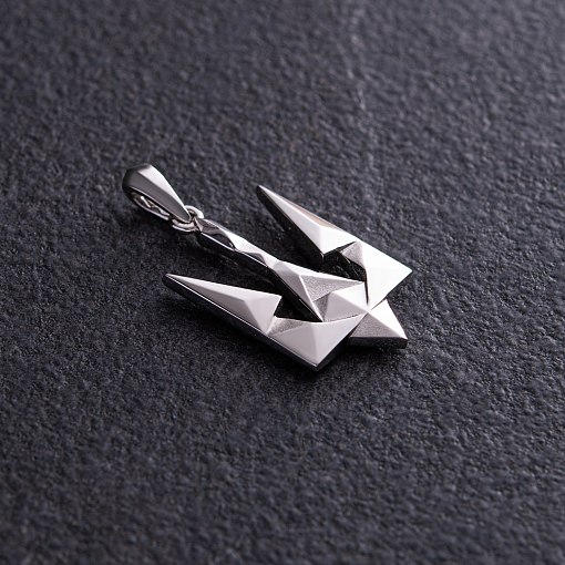 Кулон "Герб Украины - Тризуб" в белом золоте п03720 9