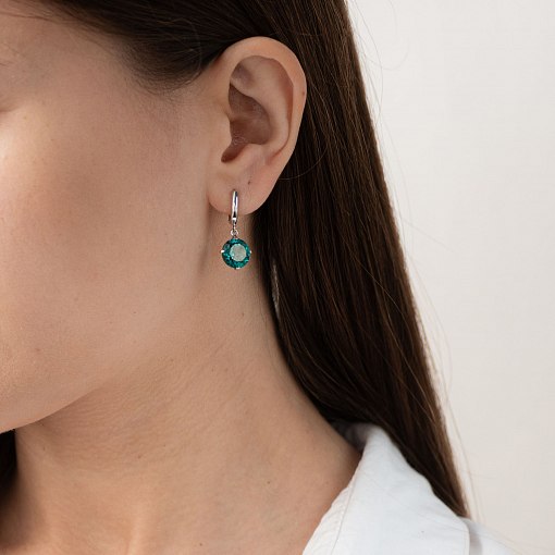 Золотые серьги "Влечение" с синтетическим кварцем с05293 6