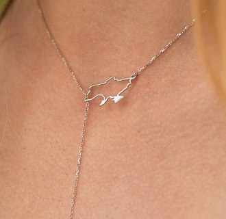 Золотое колье - галстук "Карта Украины" (куб. цирконий Swarovski в форме сердца) ?4050б №3