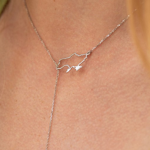 Золотое колье - галстук "Карта Украины" (куб. цирконий Swarovski в форме сердца) ?4050б 3