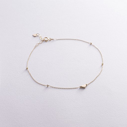 Браслет на ногу "Сердечко" в желтом золоте б05327