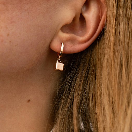 Золотые серьги "Кубики" с06894 4