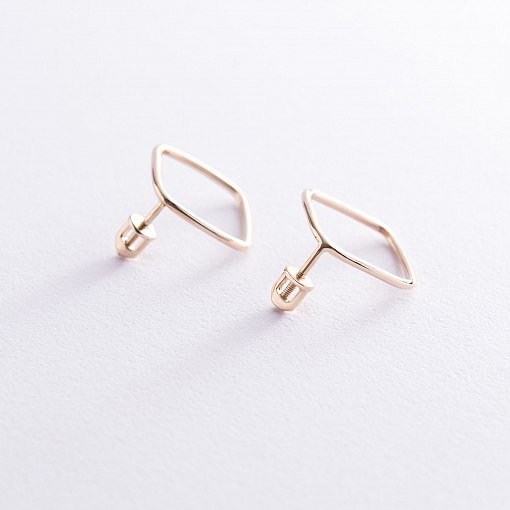 Золотые серьги - пусеты "Ромбы" с06967 2