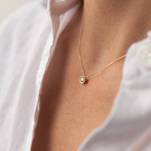 Кольє з одним фіанітом (жовте золото) кол02282 4