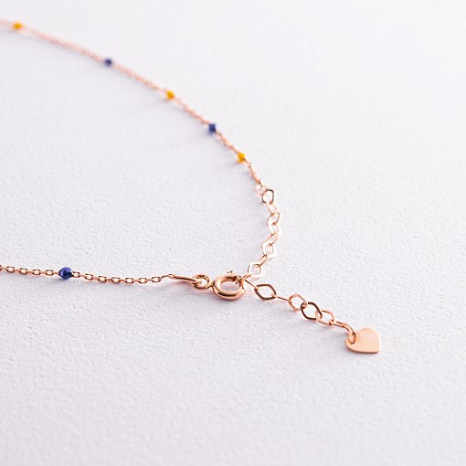 Колье в красном золоте (синяя и желтая эмаль) кол02242 6