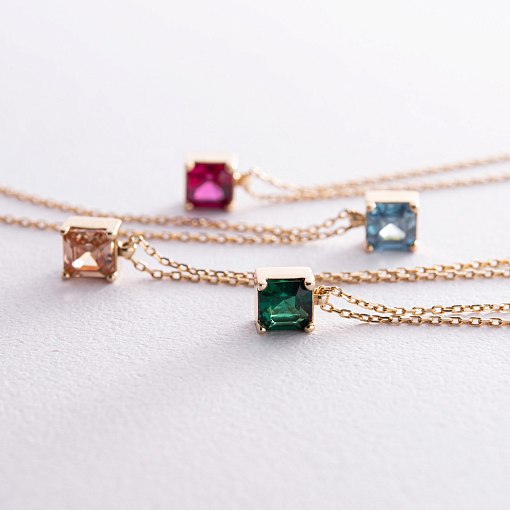 Золотое колье "Альма" (розовый фианит) кол02367 11