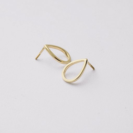 Серьги-пусеты Большие капельки в желтом золоте 1.7*1.2 см с06316 5